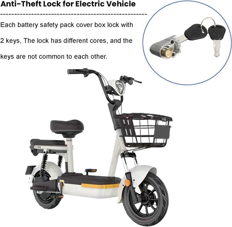 Ragyzity Electric Bike Battery Box Safety Lock, Battery Cylinder Lock Ignition Switch Anti-Theft Safety Lock, Portable Outdoor Cycling Electrombile Battery Box Lock with 2 Keys (1pc) - Image 3